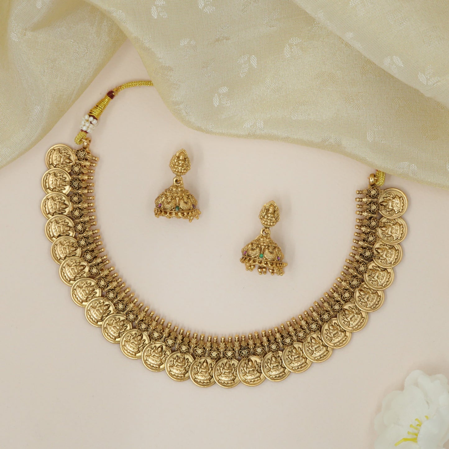 Prestige Collection Lakshmi Antique Necklace with Sculpted Detailing