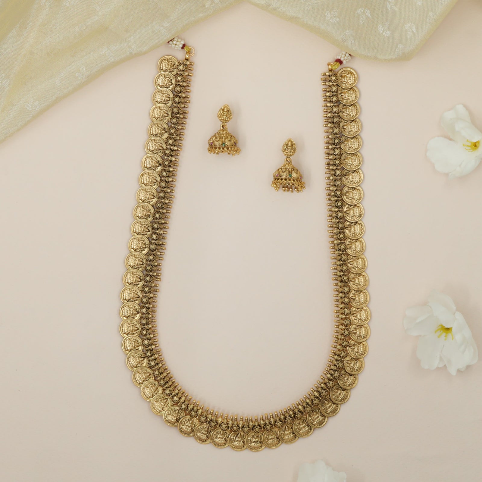 Traditional Antique Lakshmi Long Haara with Heritage Coin Craftsmanship