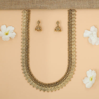 Royal Antique Long Haara with Intricate Coin and Fanwork Detailing
