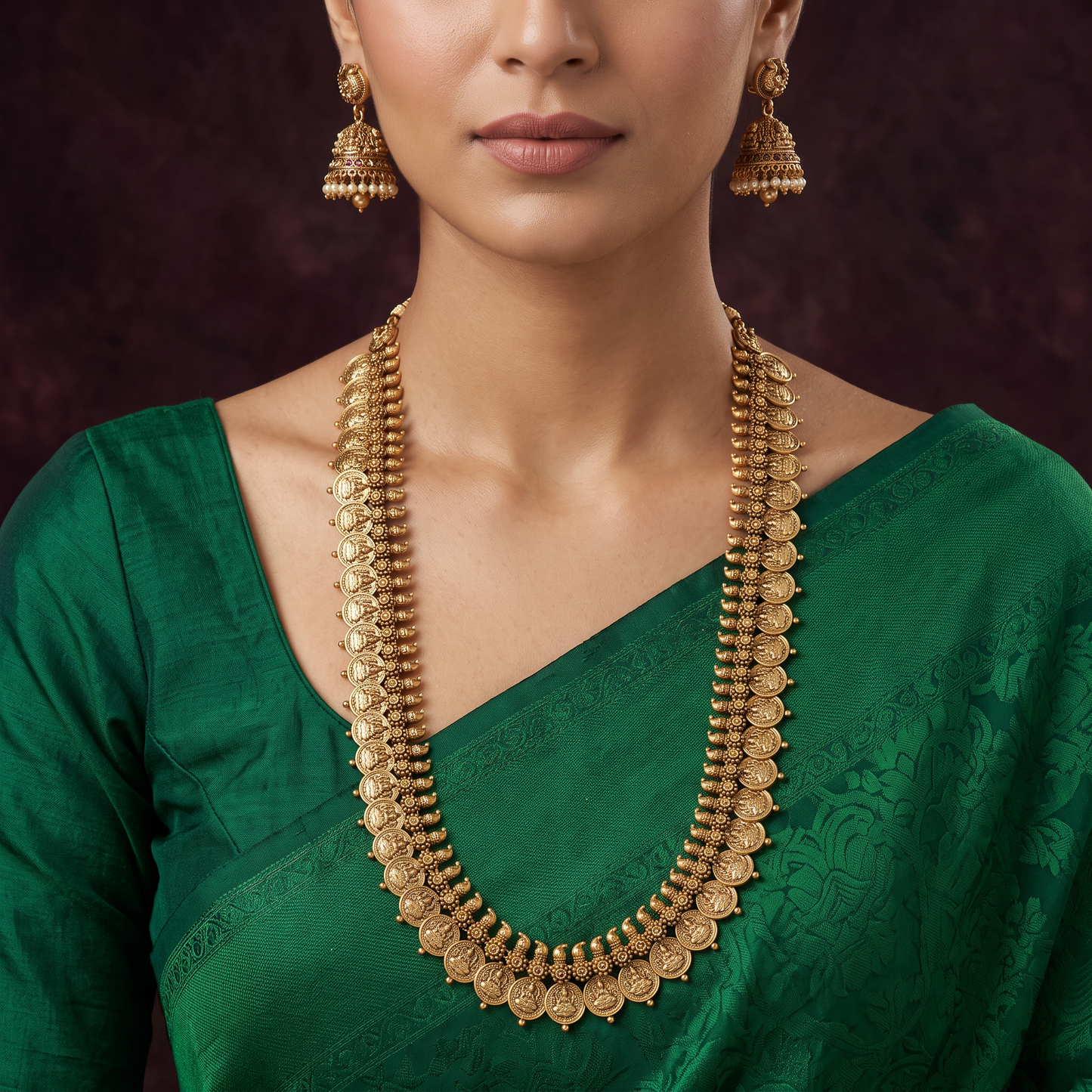 Grand Antique Long Haara with Traditional Coin-Inspired Styling