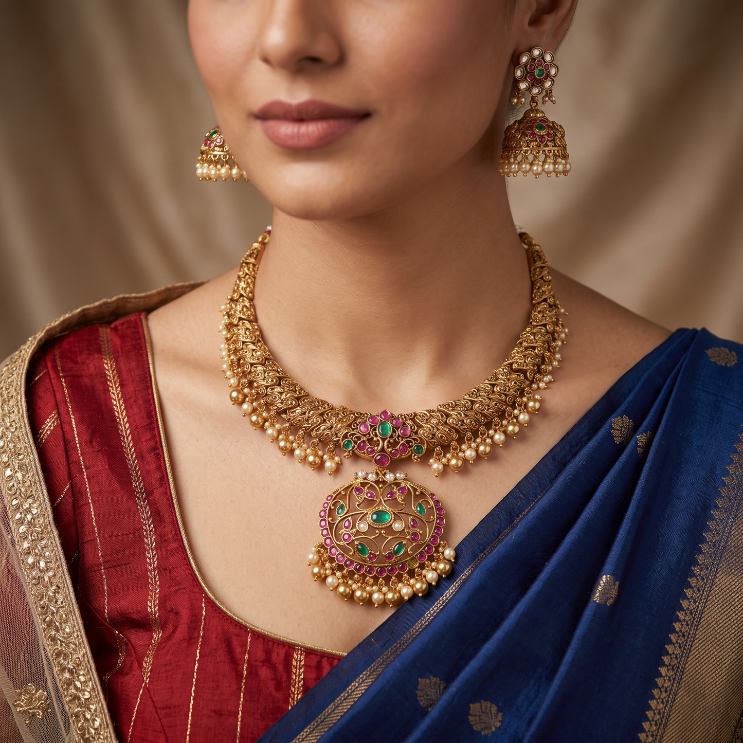Classic Heritage Antique Necklace with Ornate Openwork Pendant
