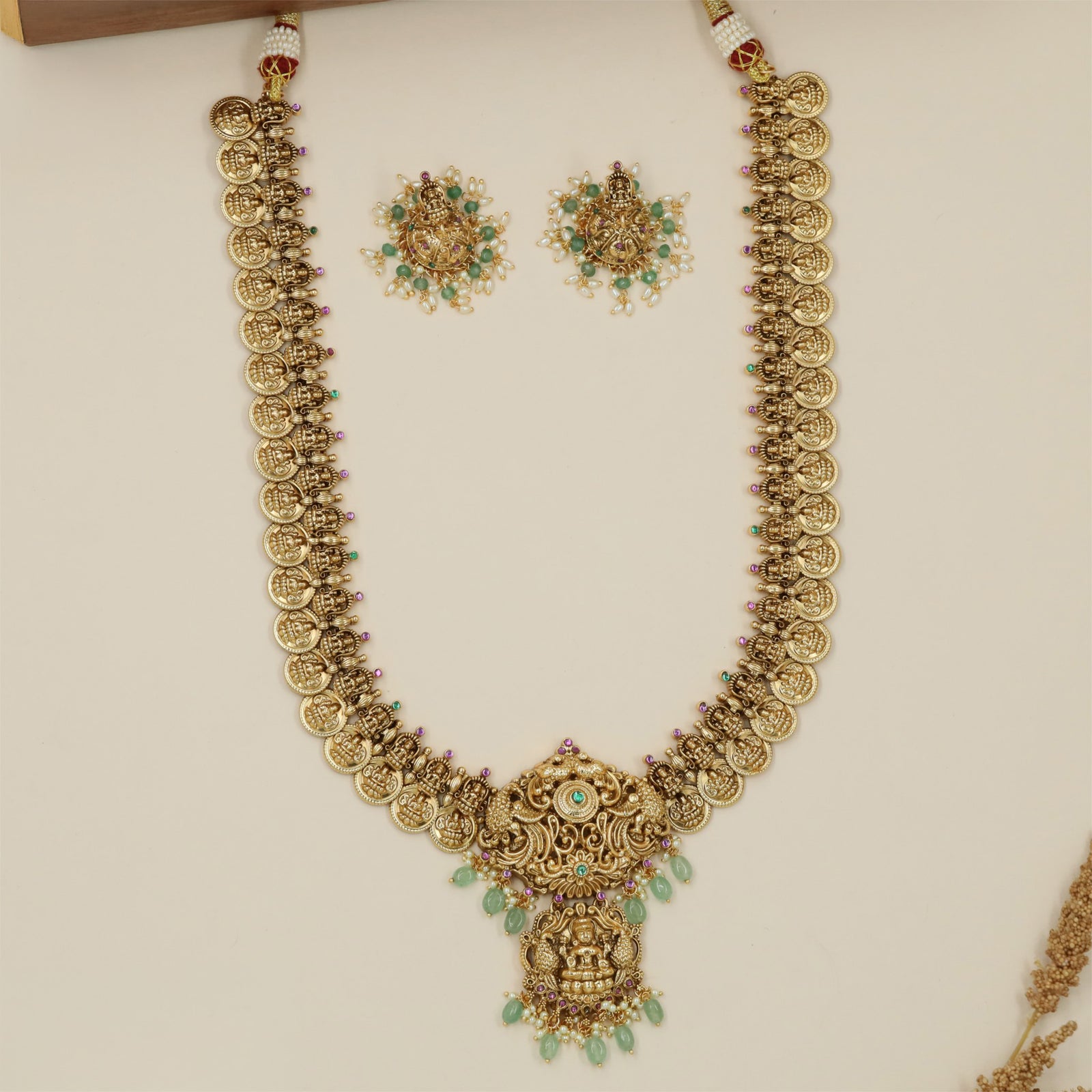 Traditional Antique Lakshmi Long Haara with Heritage Coin Elements