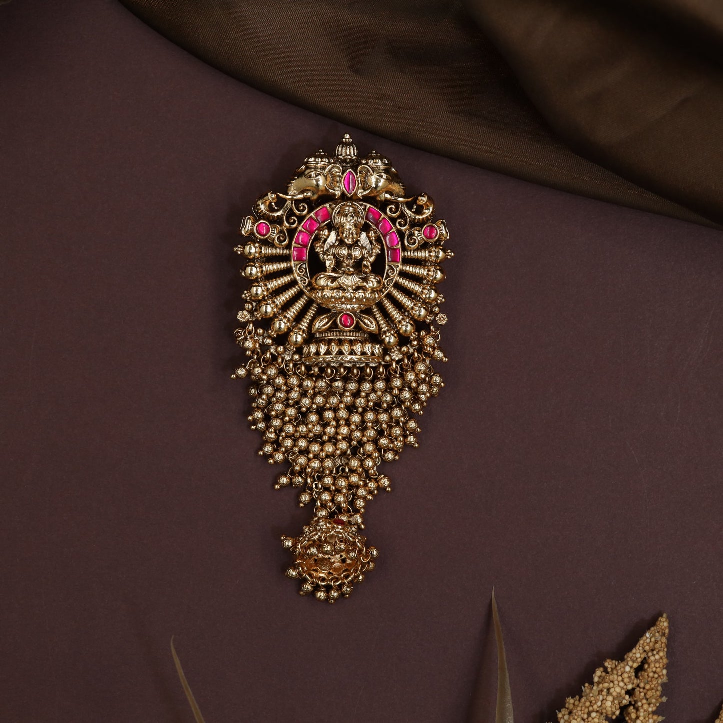 Lakshmi Idol Antique Jade Bille for Traditional Hairstyles