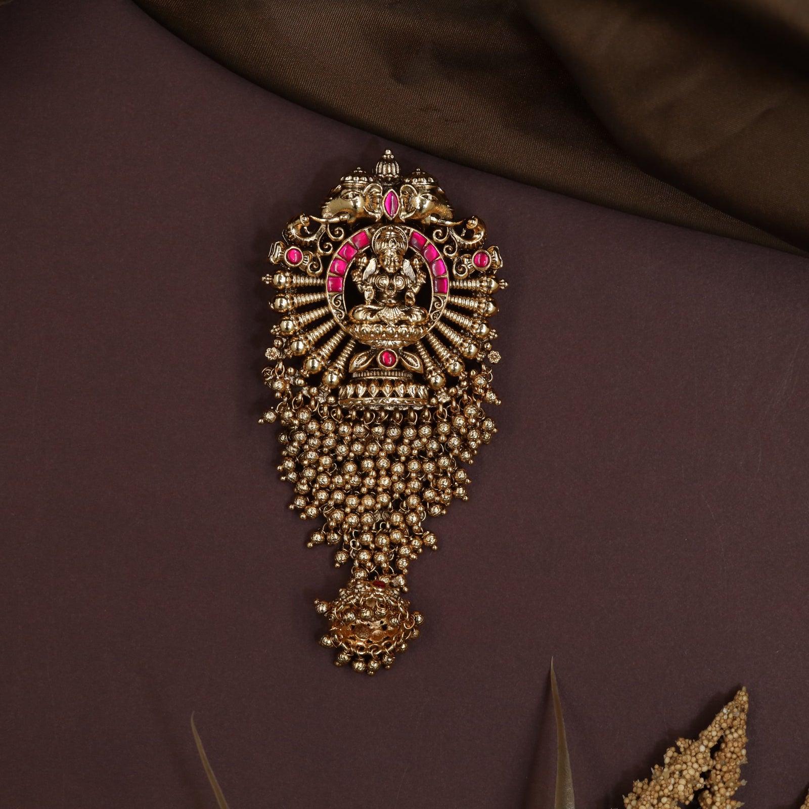 Lakshmi Idol Antique Jade Bille for Traditional Hairstyles
