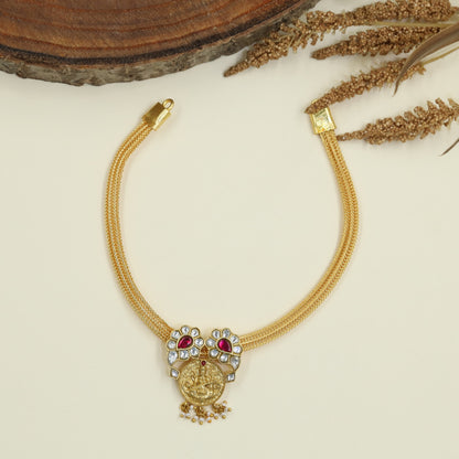 Statement Lakshmi Jadau Necklace with Floral Accents