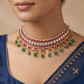 Handcrafted Jadau Choker with Hanging Bead Clusters