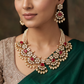 Grand Kundan Pearl Beads Necklace with Floral Links
