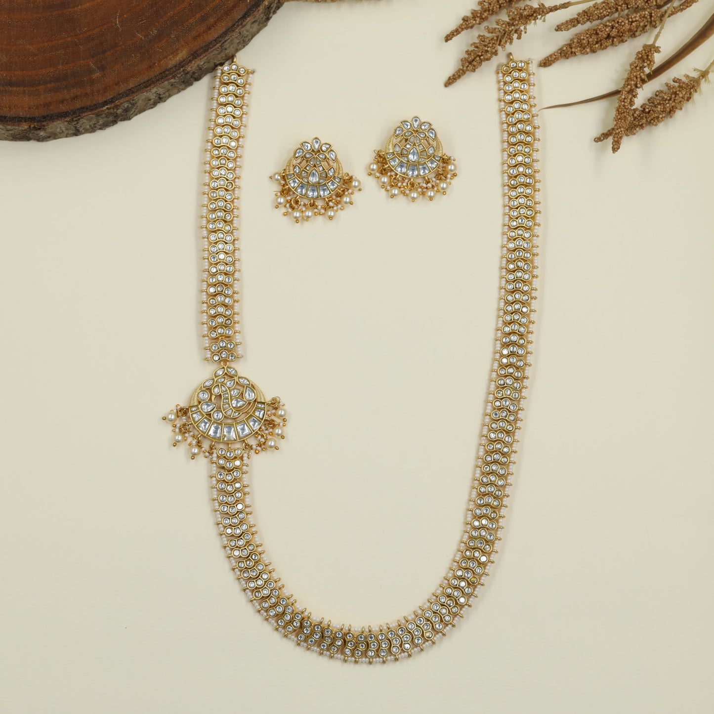 Elegant Jadau Long Haara with Statement Centre