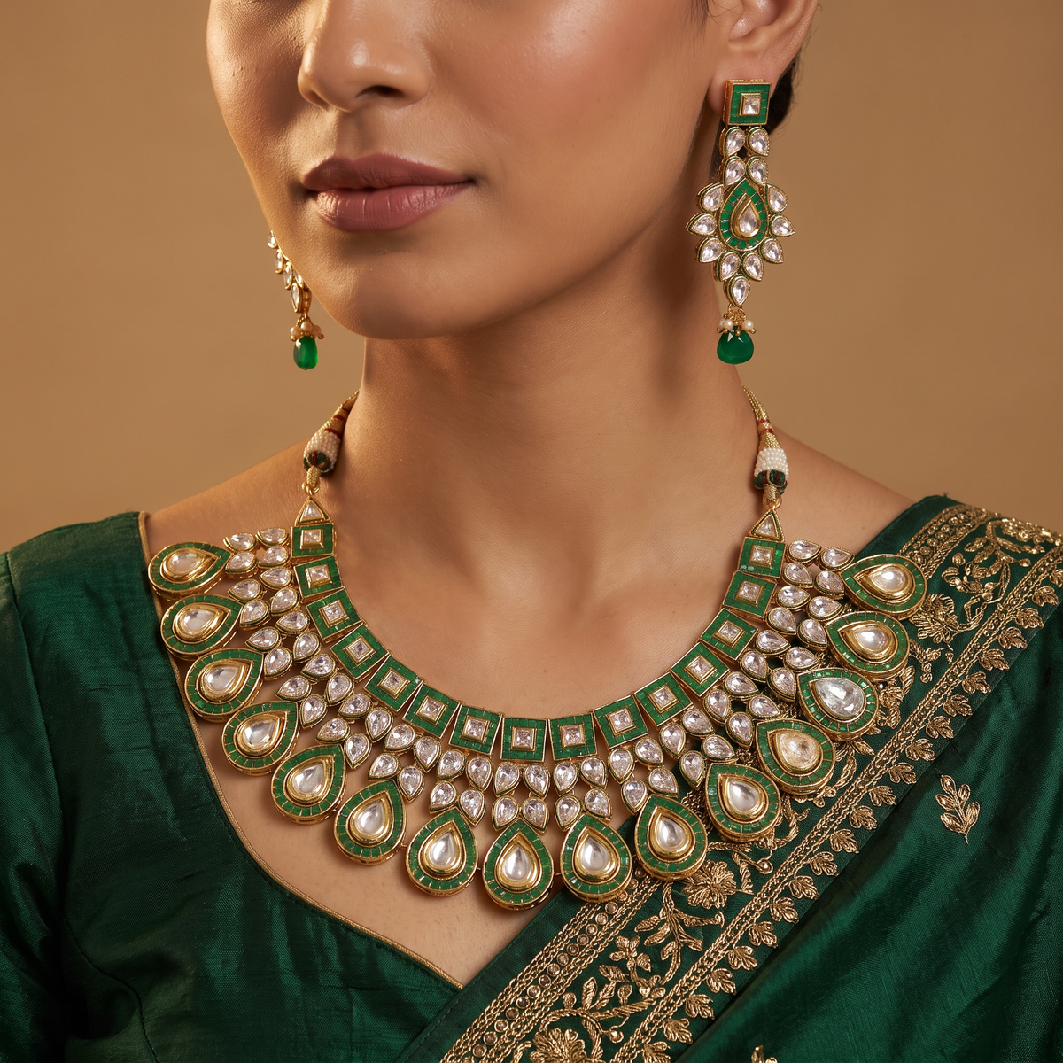 Designer Kundan Necklace with Statement Floral Pattern
