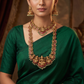 Grand Elephant Link Antique Combo Set Featuring Lakshmi Lotus Pendants