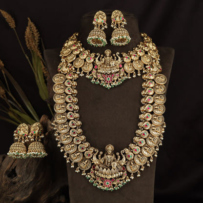 Premium Temple Antique Combo Set with Lakshmi Lotus Heritage Design