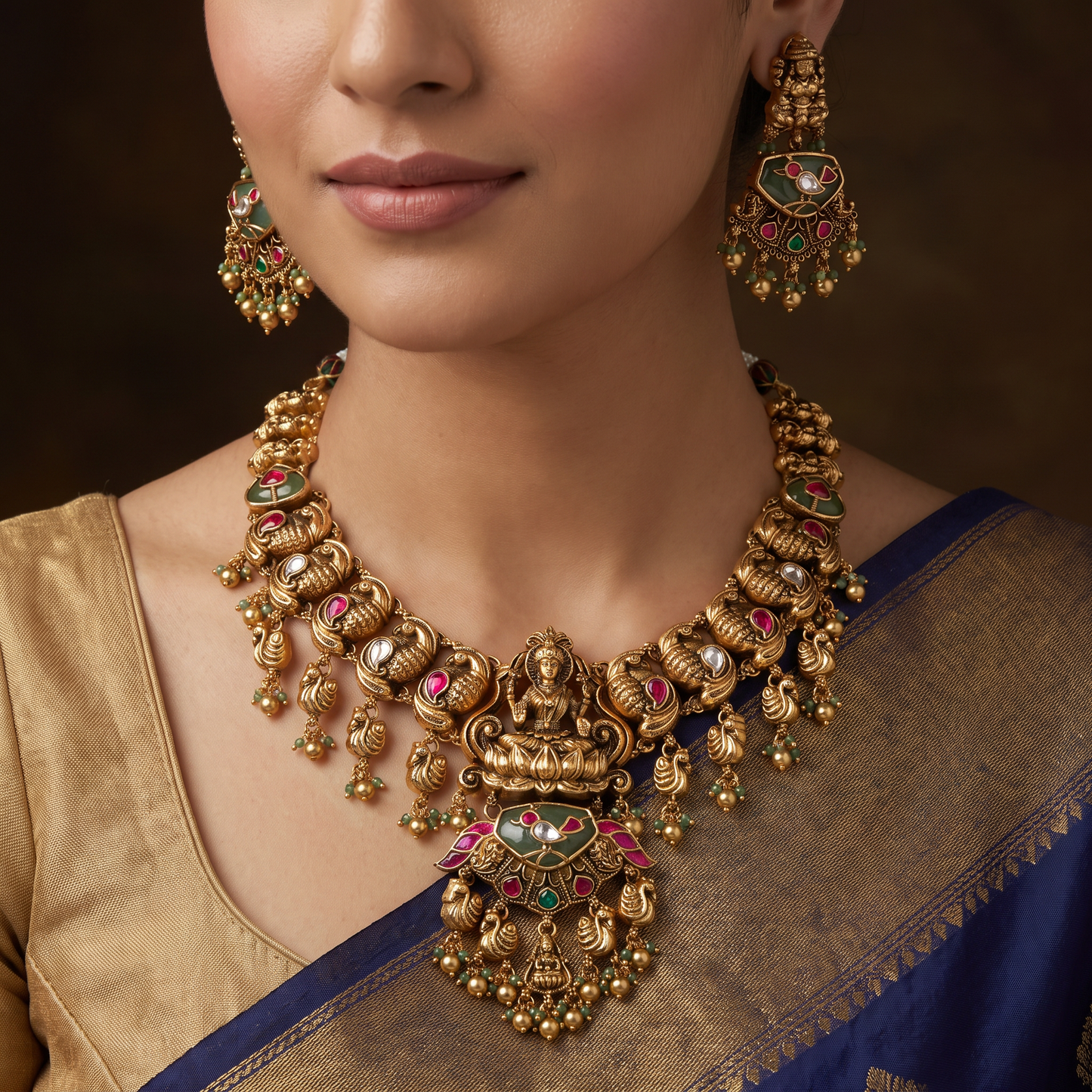 Sacred Elegance Antique Necklace with Intricate Paisley Border