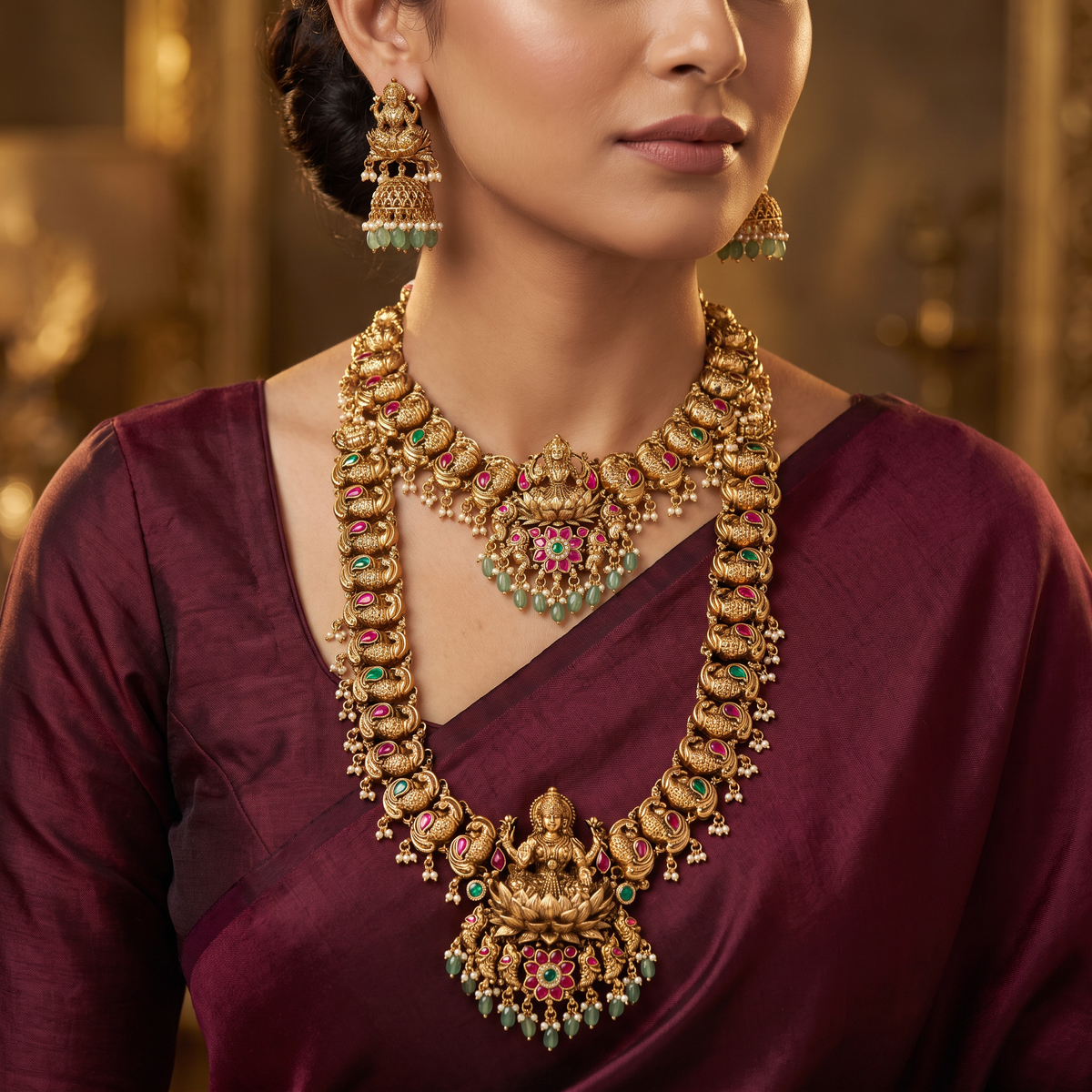 Traditional Antique Combo Set with Ornate Temple Links