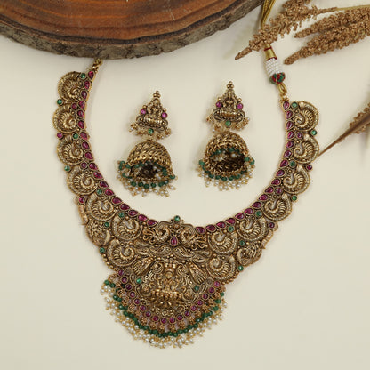 Legacy Revival Antique Necklace with Handcrafted Peacock Composition