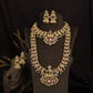 Grand Peacock Link Antique Combo Set with Temple Lotus Pendants