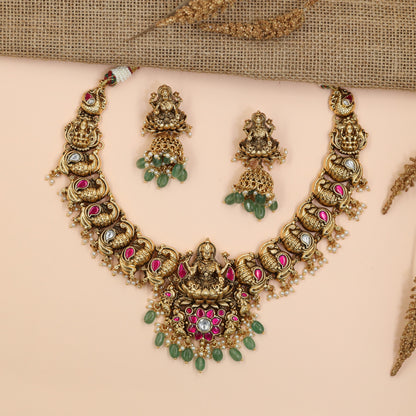 Lakshmi Antique Necklace Set with Ornamental Paisley Links