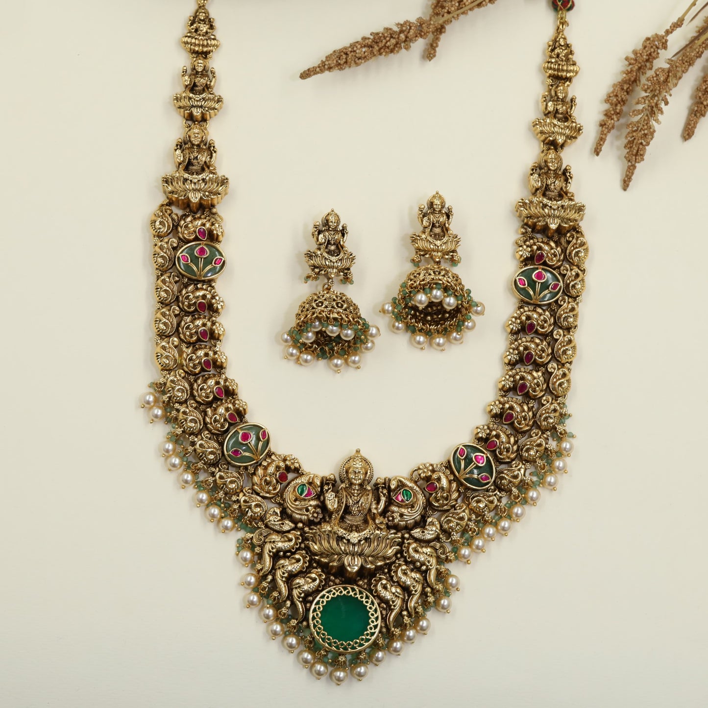 Prestige Series Antique Long Haara with Handcrafted Peacock Design