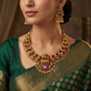 Bridal Lakshmi Antique Necklace Set with Paisley Pattern