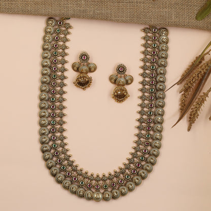 Lakshmi Coin Antique Long Haara Set with Openwork