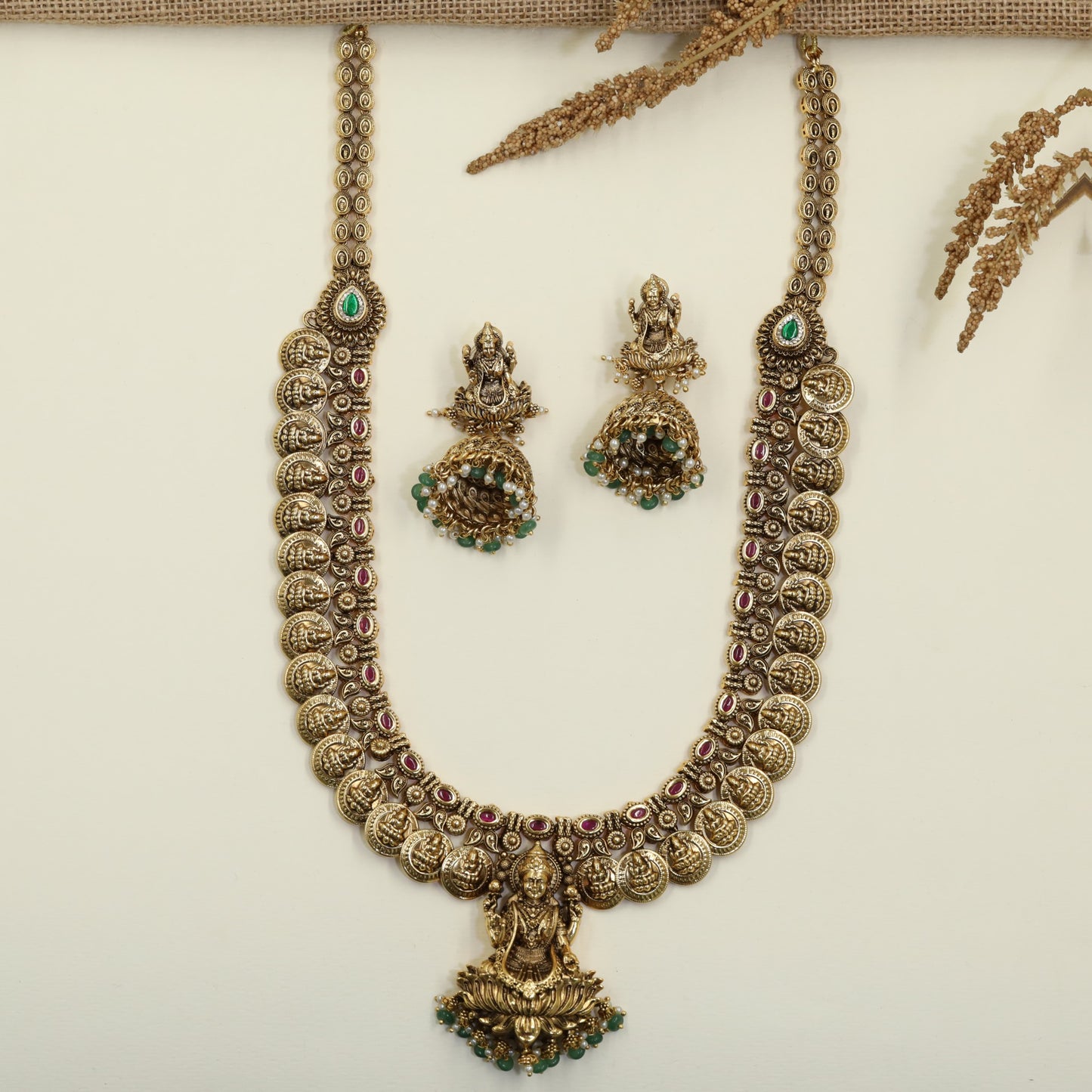 Devotional Collection Antique Long Haara with Lakshmi Pendant