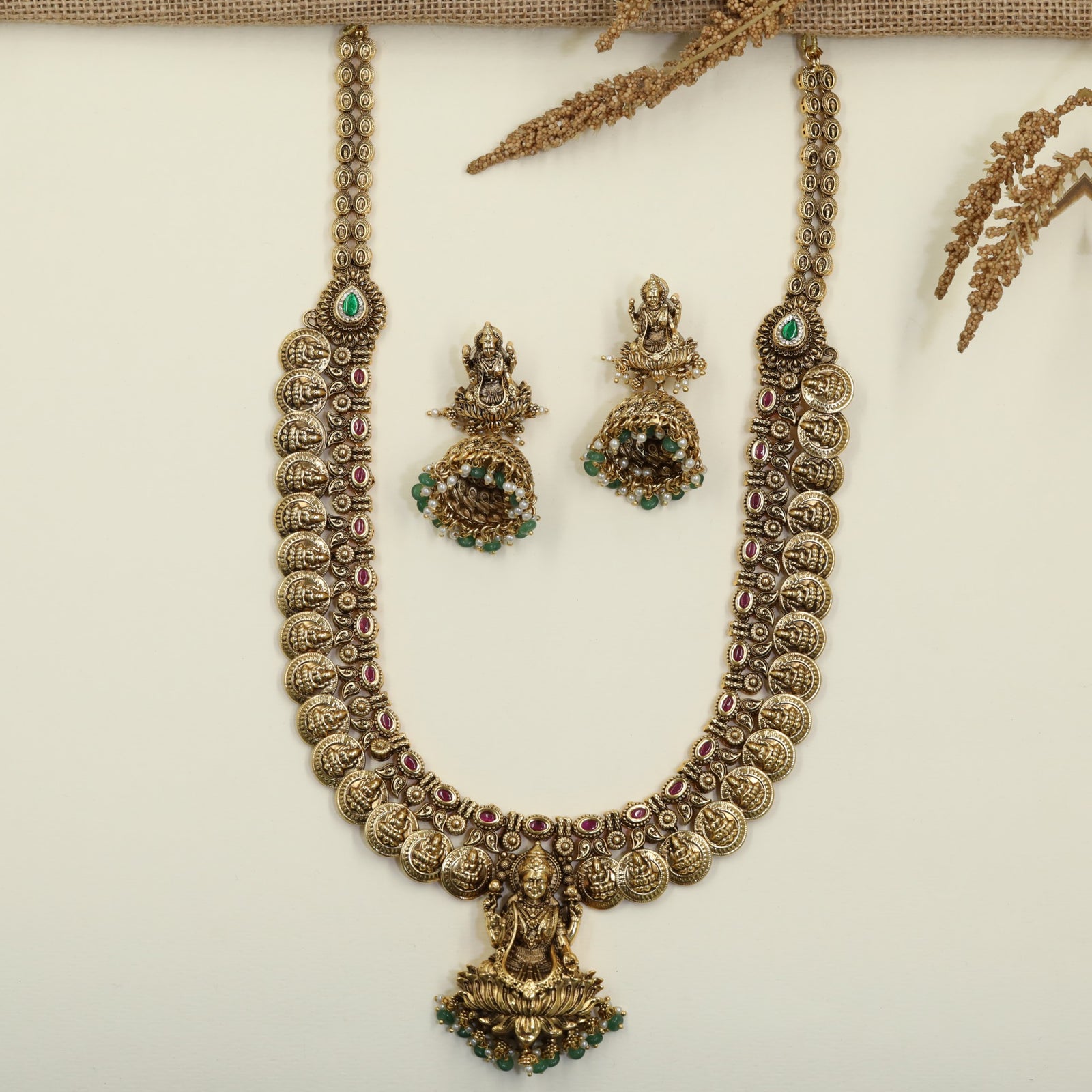 Devotional Collection Antique Long Haara with Lakshmi Pendant