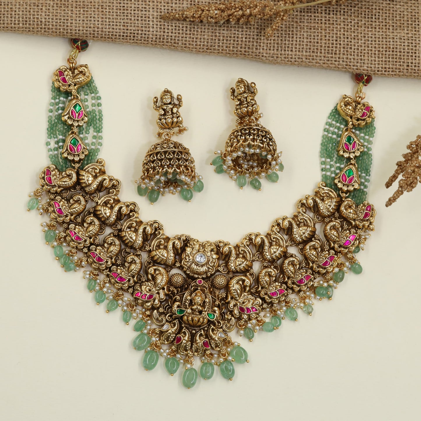 Dynasty Style Antique Necklace with Intricate Peacock Silhouette