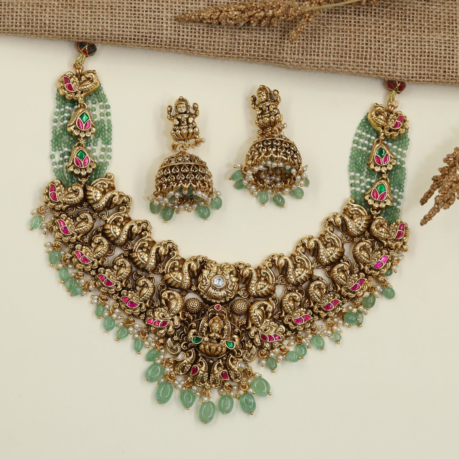 Dynasty Style Antique Necklace with Intricate Peacock Silhouette