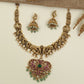 Regal Antique Necklace Featuring Peacock Statement Pendant