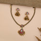 Braided Antique Chain with Floral Pendant and Ornamental Jhumka Drop