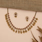 Teardrop Antique Necklace Featuring Floral Stone Arrangement and Dangling Bead Charms
