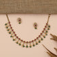Teardrop Antique Necklace Featuring Floral Stone Arrangement and Dangling Bead Charms