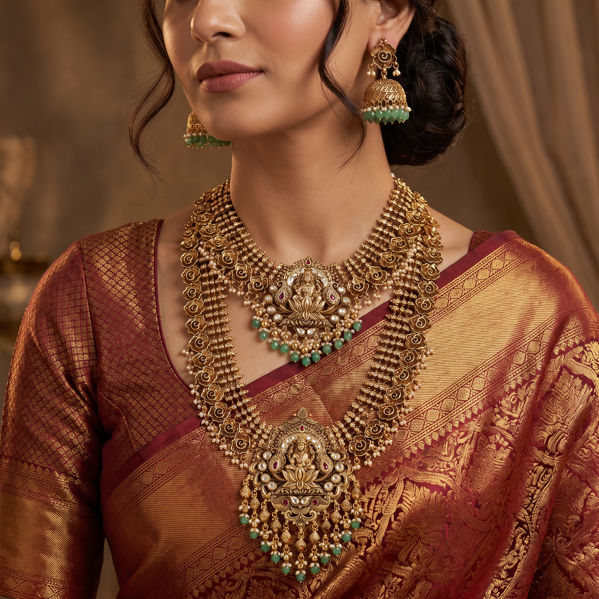 Lakshmi Statement Antique Combo Set with Scroll Links