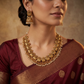Sculpted Leaf Antique Necklace Set with Pearl Fringe