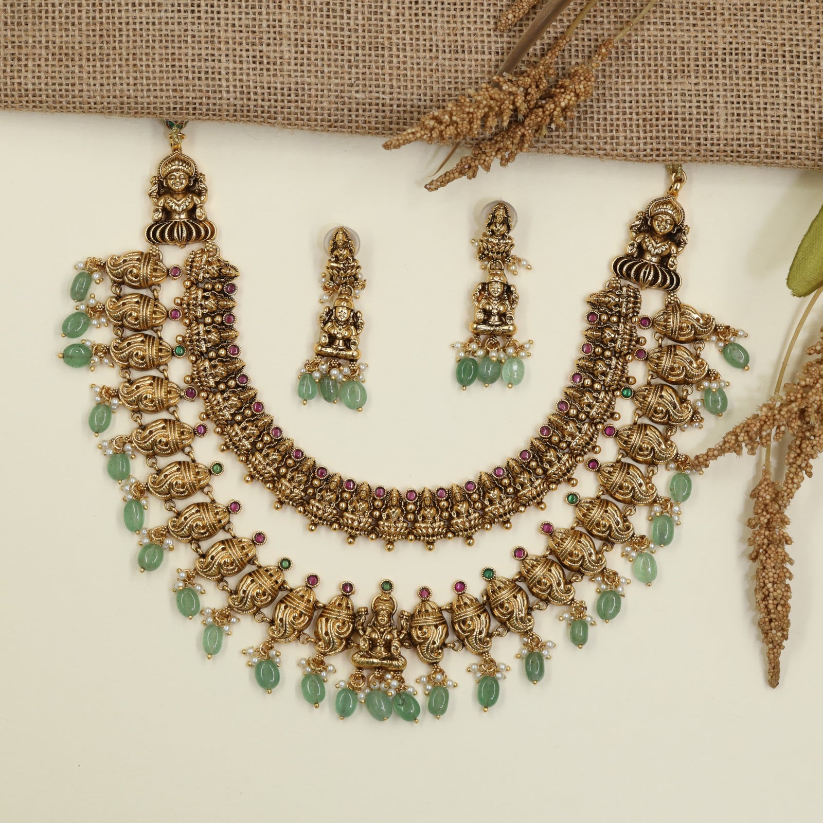 Vintage-Inspired Antique Temple Necklace with Traditional Statement Appeal