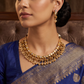Floral Antique Necklace Set with Baguette-Cut Stone Pattern