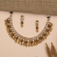 Floral Antique Necklace Featuring Baguette-Cut Stone Pattern and Ornate Fringe