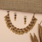 Floral Antique Necklace Featuring Baguette-Cut Stone Pattern and Ornate Fringe