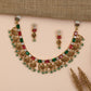 Floral Antique Necklace Featuring Baguette-Cut Stone Pattern and Ornate Fringe
