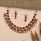 Floral Antique Necklace Featuring Baguette-Cut Stone Pattern and Ornate Fringe