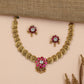Lakshmi Coin Antique Necklace with Floral Centrepiece and Traditional Drop Design
