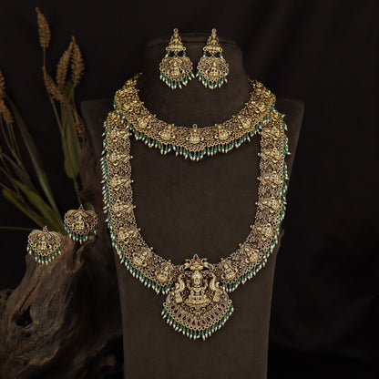 Opulent Antique Combo Set with Lakshmi Temple Design