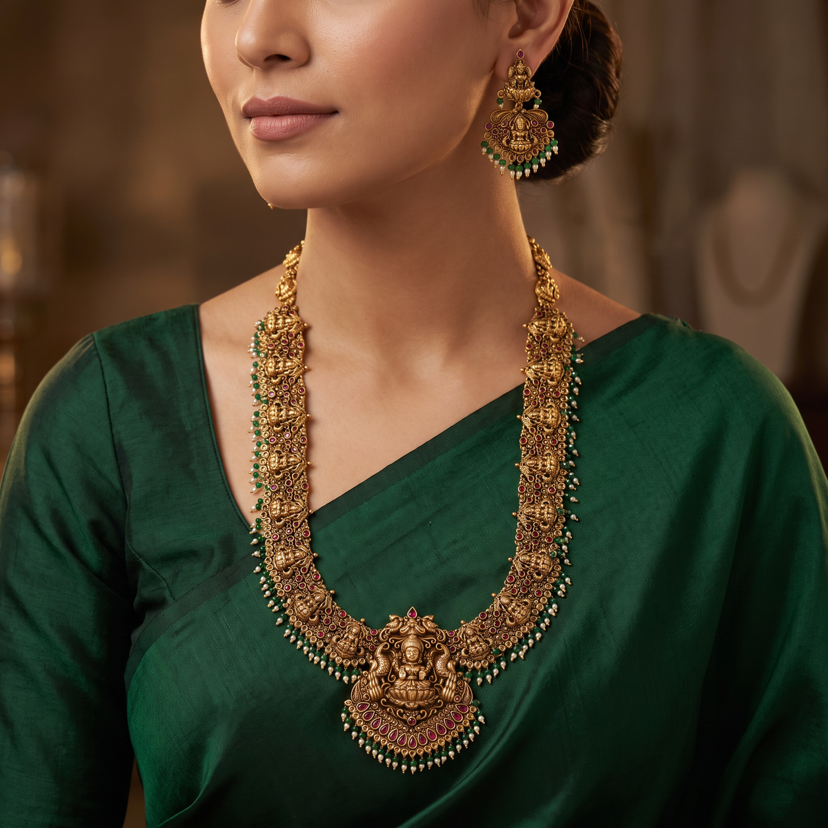 Antique Lakshmi Long Haara Set with Heritage Design