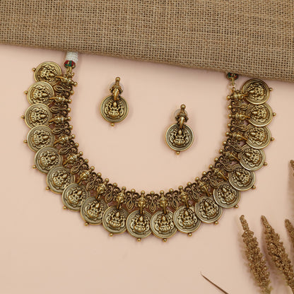 Lakshmi Ganesha Antique Temple Necklace Set