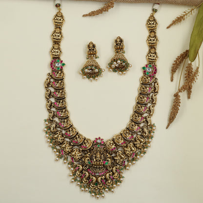 Royal Antique Long Haara with Temple Lakshmi Heritage Design