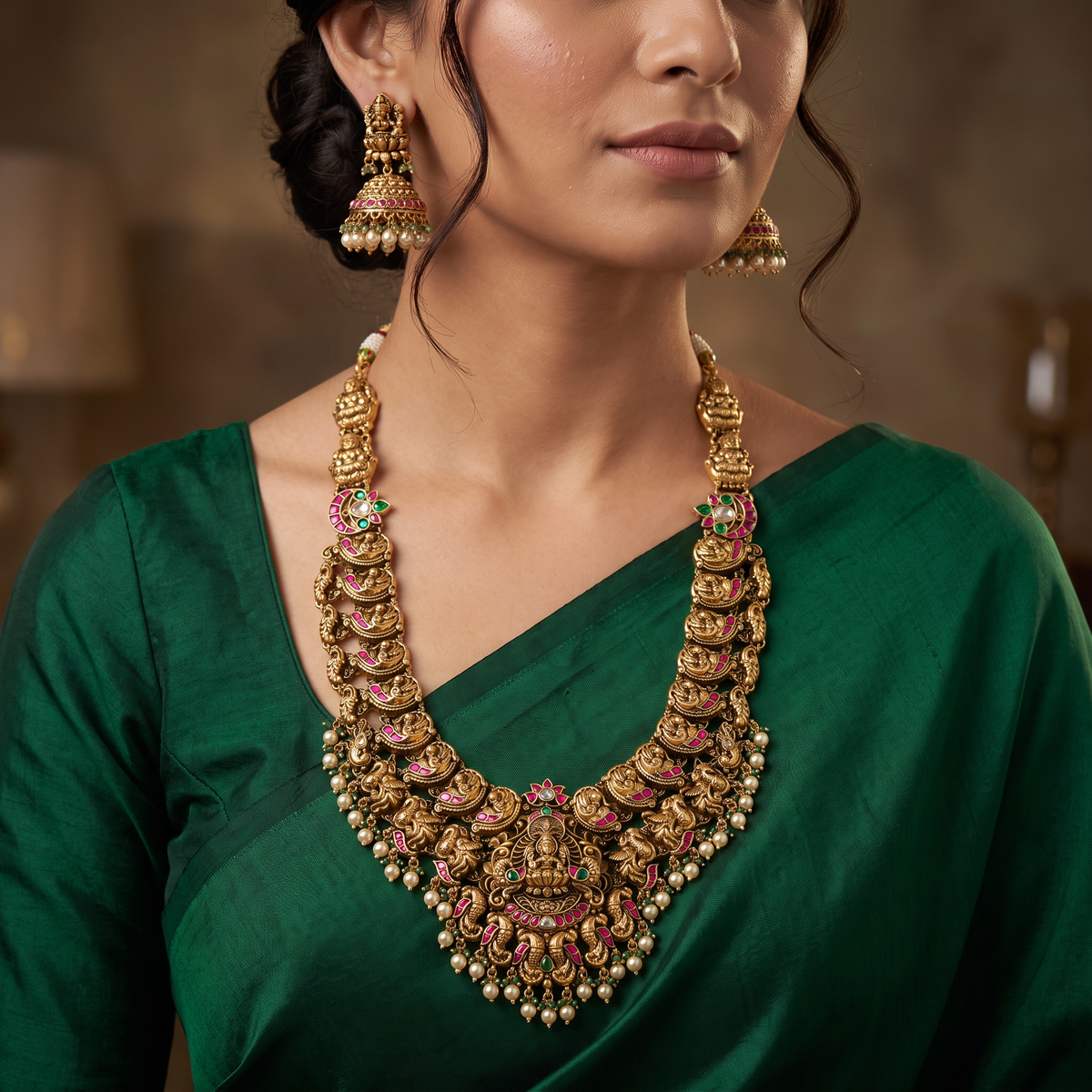 Royal Antique Lakshmi Long Haara Set with Heritage Design