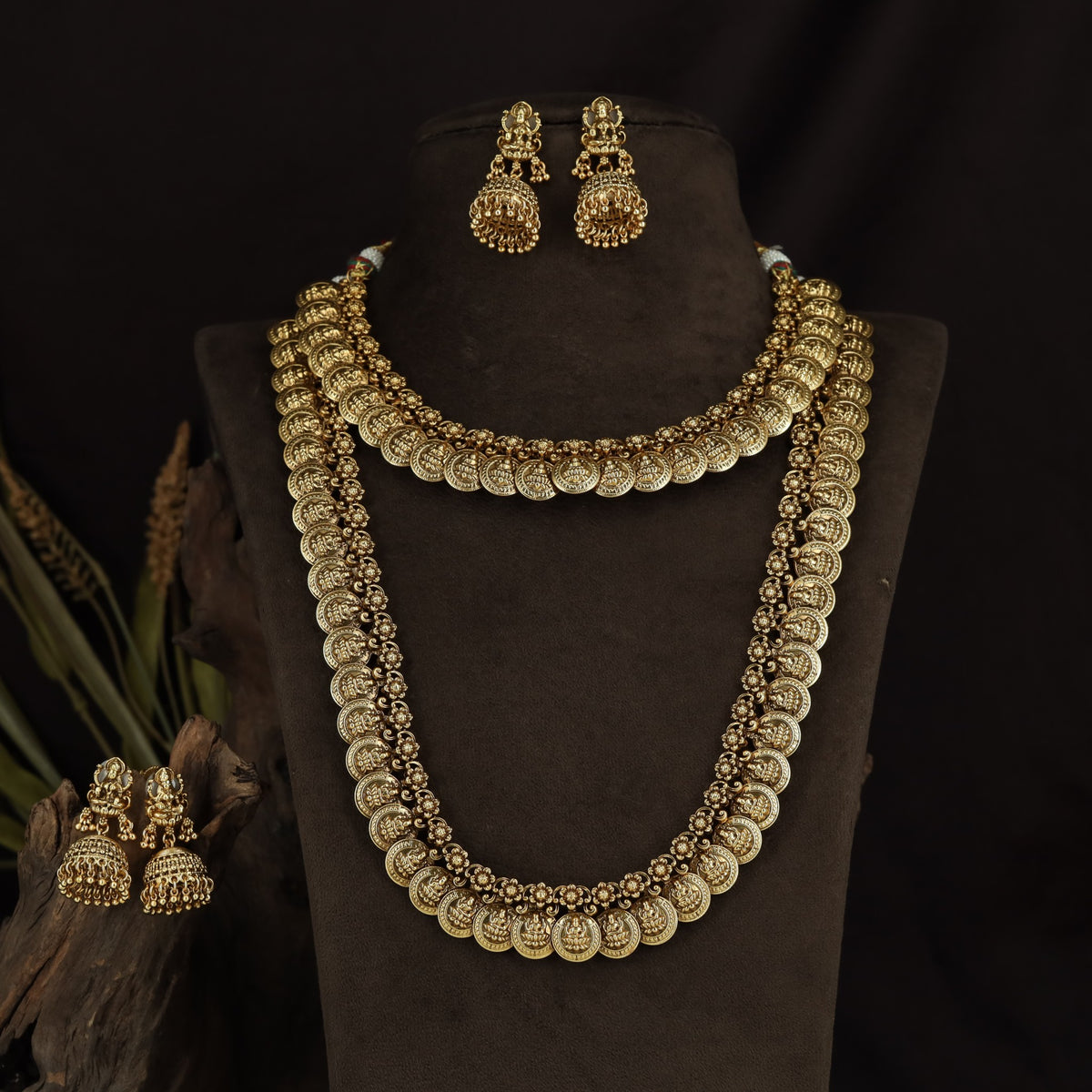 Luxury Antique Combo Set with Layered Temple Coins