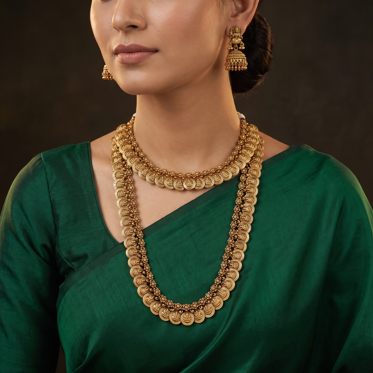 Luxury Antique Combo Set with Layered Temple Coins