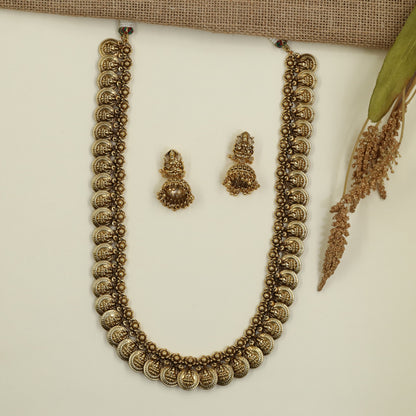 Royal Antique Long Haara Set with Temple Coins