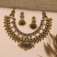 Opulent Antique Temple Necklace with Handcrafted Peacock Motifs and Lakshmi Pendant
