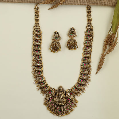 Imperial Antique Long Haara with Lakshmi Peacock Pendant